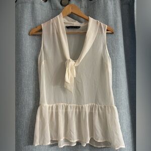 Zara sheer off white tank top size XS